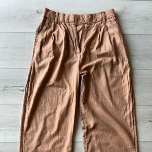 Abercrombie tailored linen-blend pant in camel. Size S.